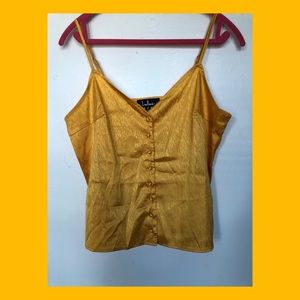 Lulu’s Golden Satin Button Up Tank